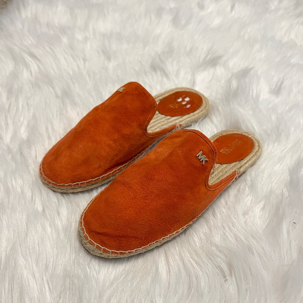 Michael Kors orange suede espadrilles slides - Picture 6 of 8